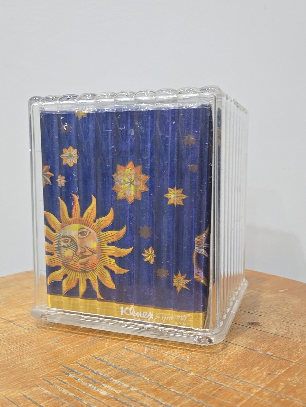 Vintage 1995 Kleenex Box Celestial Sun Moon Stars Whimsigothic w/ Clear Case